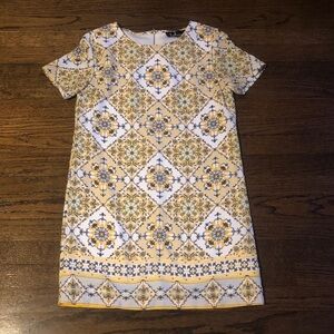 3/$10 Lulu's Yellow Delicate Feminine Pattern Short-Sleeve Floral Mini Dress